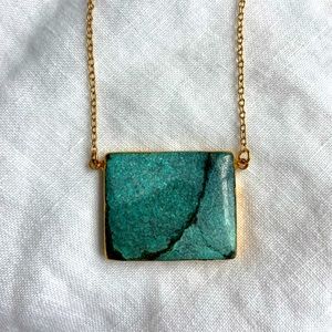 NEW Heather Hawkins turquoise stone gold plated statement necklace.